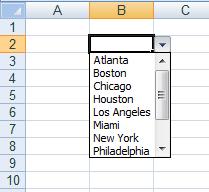 Cell B2 contains a ready to use drop down list.